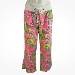 Lilly Pulitzer Sz S The Beach Pant Linen In All Nighter Print Preppy Travel